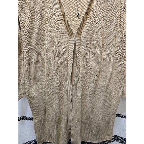 Cabi tan knit long sleeve duster cardigan hook and eye size medium - Picture 5 of 12